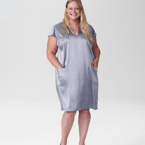 NWT Universal Standard Alexandrina Pocket Satin Dress Glossy Lavender Grey M